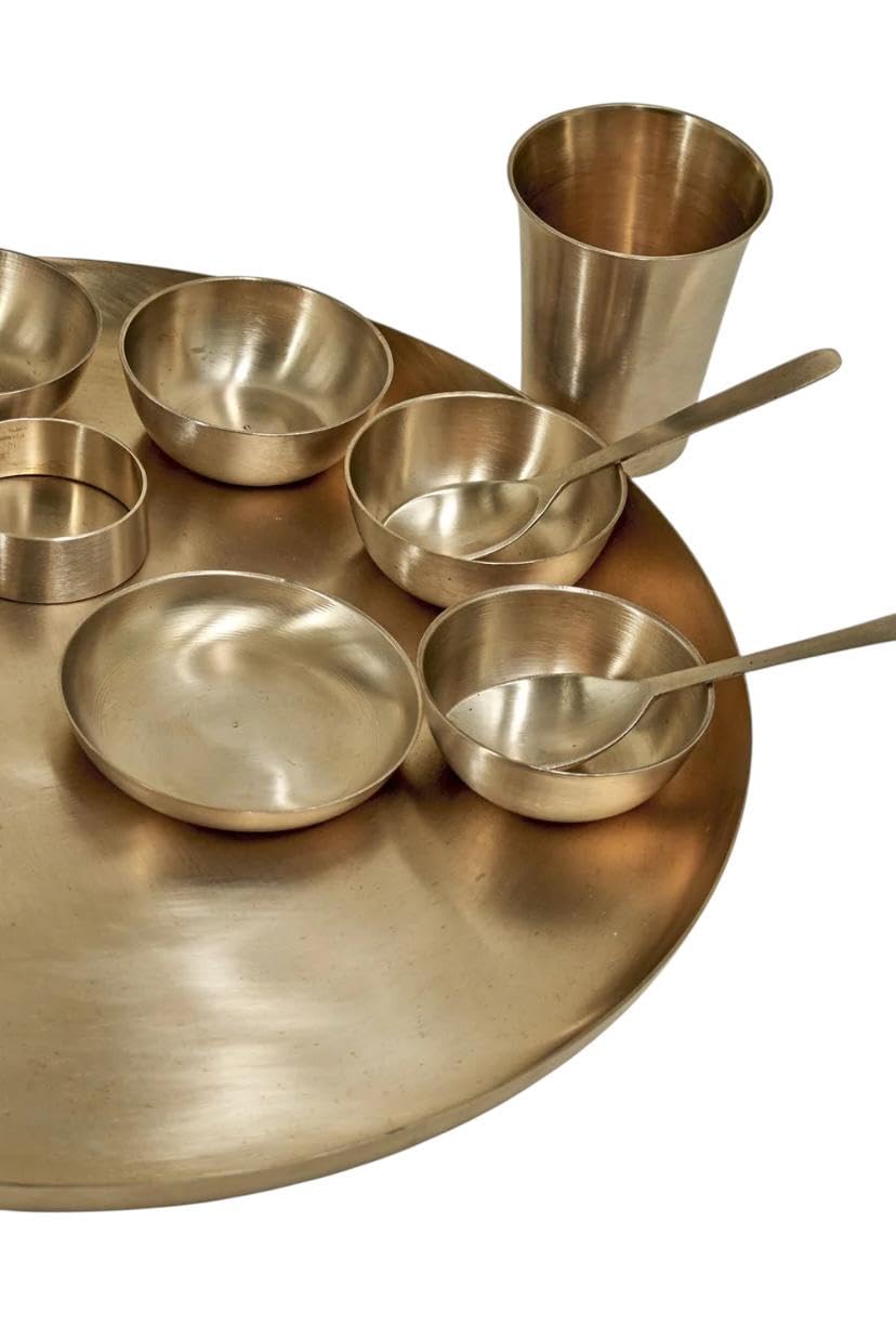 Luxurious King MI 100% Pure Bronze Kansa thali Dinner Set 13PCS | Maharaja Thali |