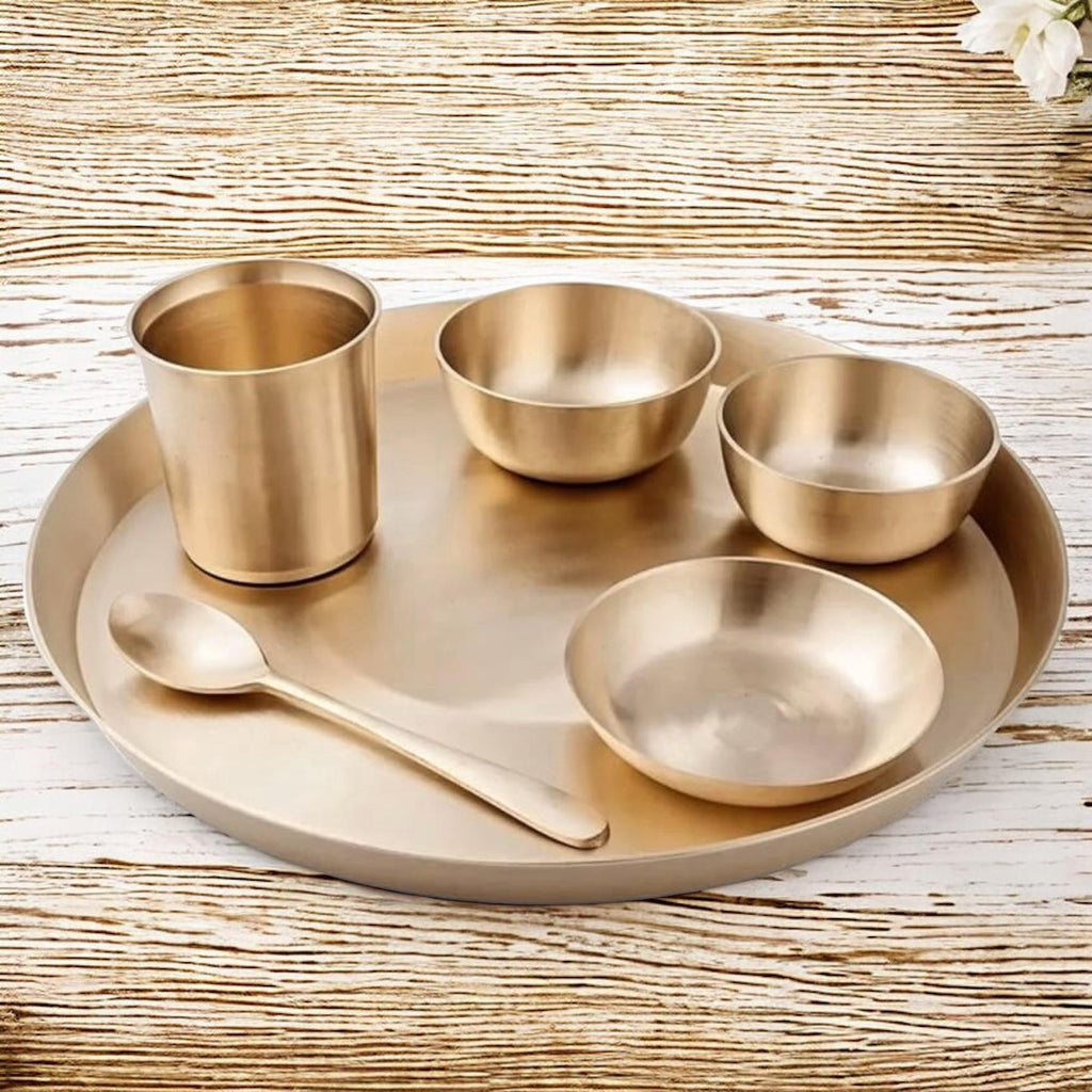 NAAZ MI Bronze Kansa Dinner Thali Set of 6