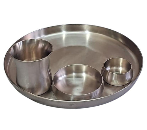 DODAM MI 100% Pure Bronze Kansa Dinner Thali Set of 4 Matte