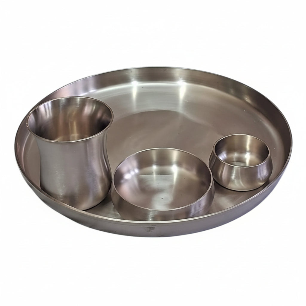 DODAM MI Bronze Kansa Dinner Thali Set of 4 Matte