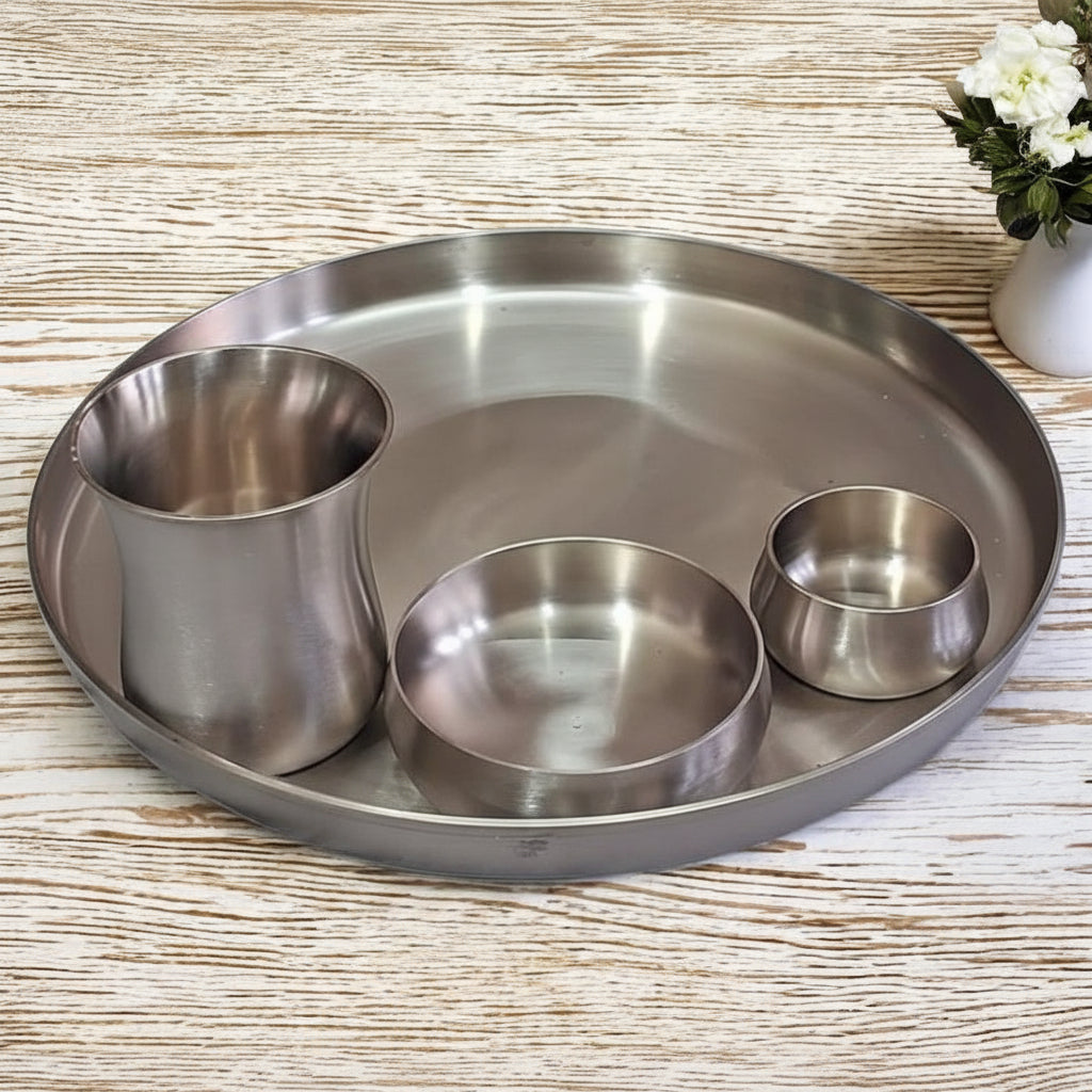 DODAM MI Bronze Kansa Dinner Thali Set of 4 Matte