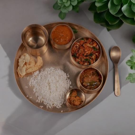 Luxurious DODA MI Popular Bronze Kansa Dinner Thali Set of 7