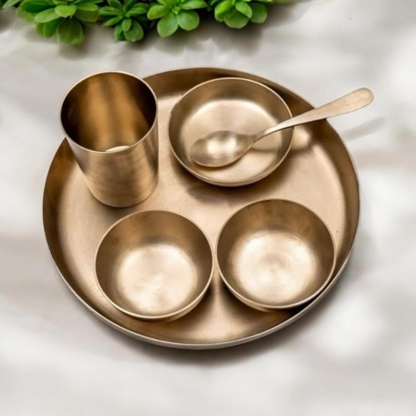 Luxurious METTA MI Popular Bronze Kansa Dinner Thali Set of 6