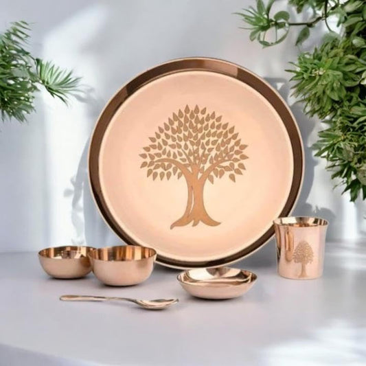 Luxurious SHAJARA MI100% Pure Bronze Kansa Dinner Thali Set of 6