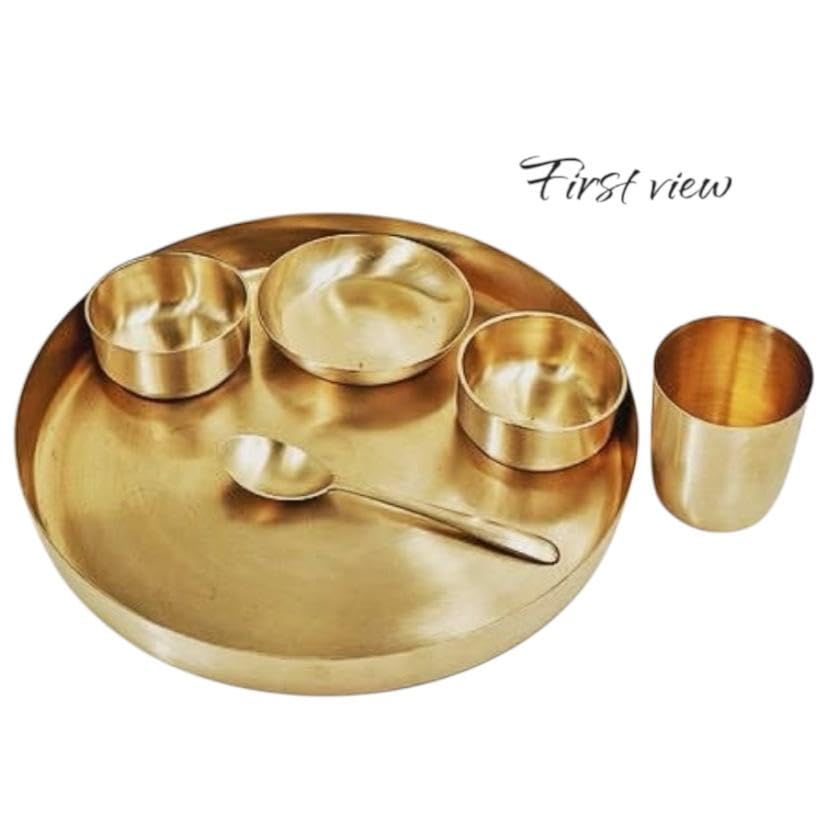 TAINY MI100% Pure Bronze Kansa Dinner Thali Set of 6