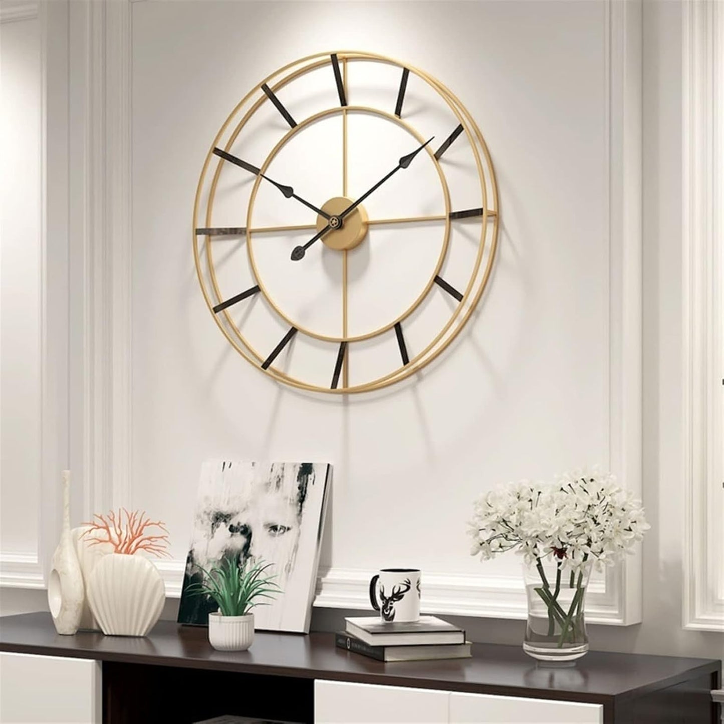 Luxurious HOURVISTA MI Metal Wall Clock