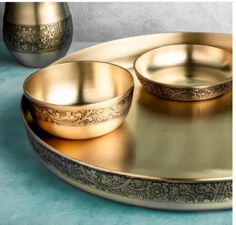 Luxurious  Roxs MI 100% Pure Bronze Kansa thali Dinner Set