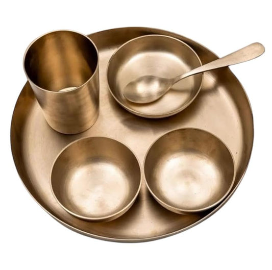 Luxurious METTA MI Popular Bronze Kansa Dinner Thali Set of 6