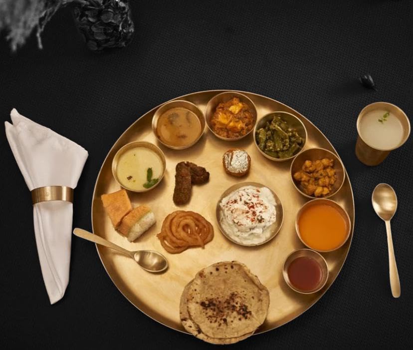 King MI 100% Pure Bronze Kansa thali Dinner Set 13PCS | Maharaja Thali |