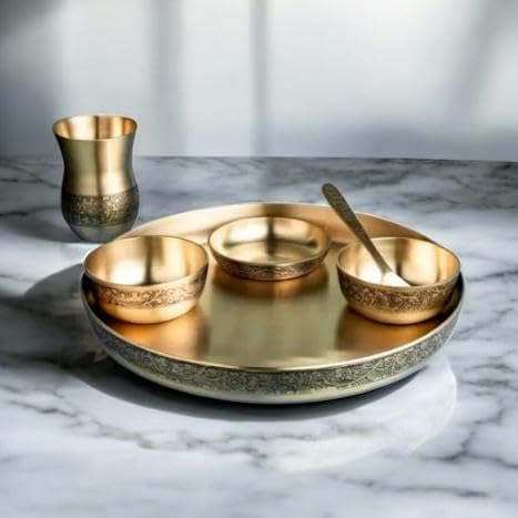 Luxurious  Roxs MI 100% Pure Bronze Kansa thali Dinner Set