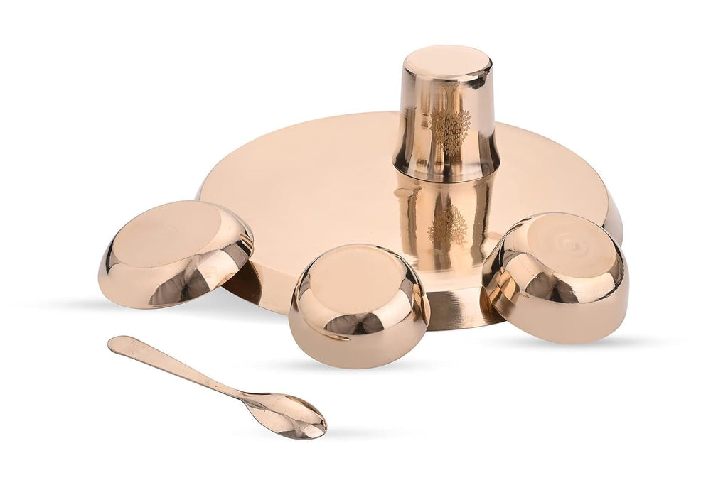 SHAJARA MI100% Pure Bronze Kansa Dinner Thali Set of 6