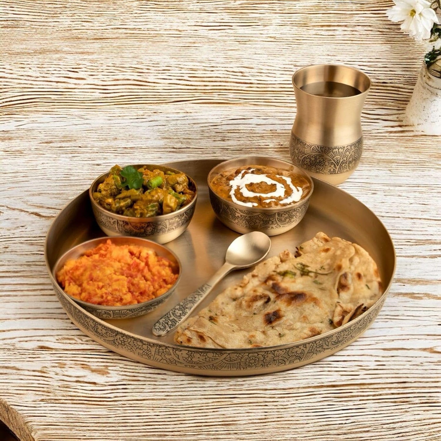 Luxurious  Roxs MI 100% Pure Bronze Kansa thali Dinner Set