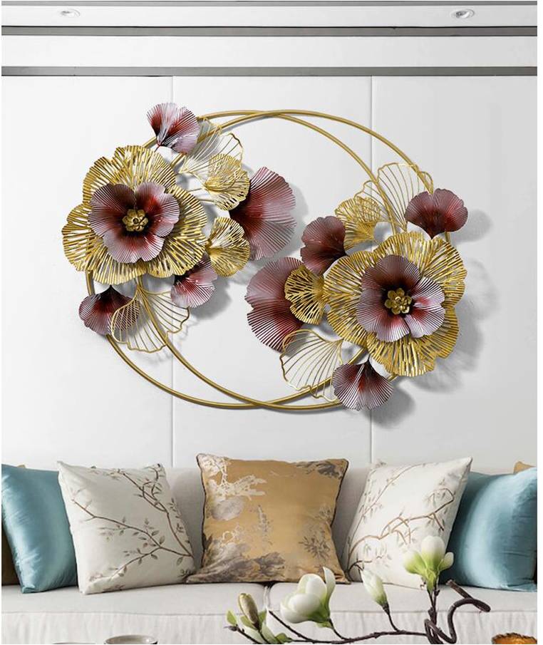 Luxurious RED-FLORA MI Metal Wall Art