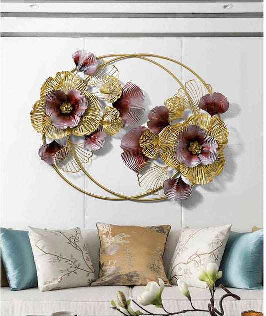 Luxurious RED-FLORA MI Metal Wall Art